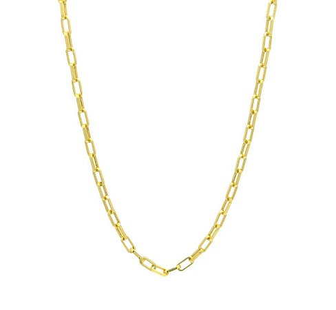 Corrente em Ouro 18K Fio Oco Elo Alongada 60 cm