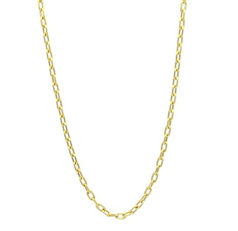 Corrente em Ouro 18K Fio Oco Elos Cadeado 60 cm