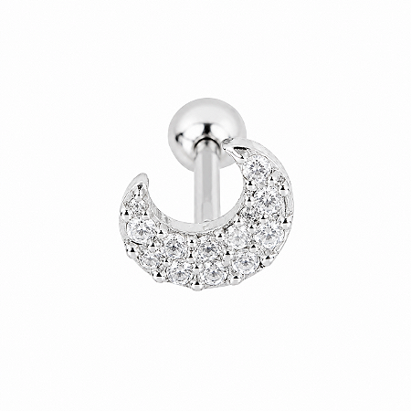 Piercing em Ouro 18K Branco Lua com Zircônias