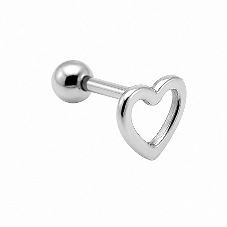 Piercing em Ouro 18K Branco Coração Vazado