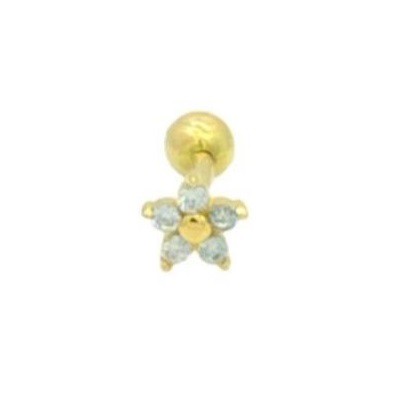 Piercing  Ouro 18K Flor com Zirconia