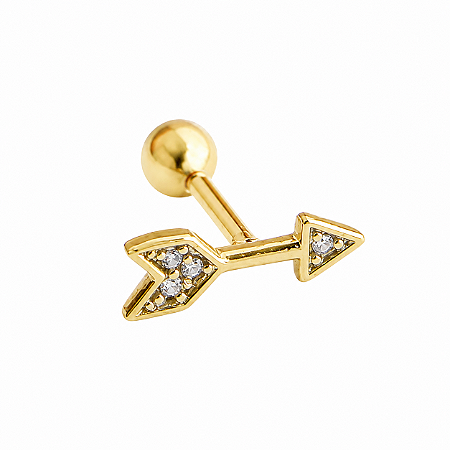 Piercing em Ouro 18k Flecha com Zirconias