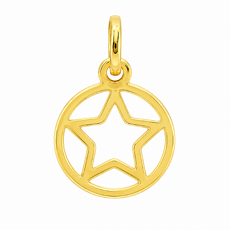 Pingente em Ouro 18k Estrela 5 Pontas com Aro