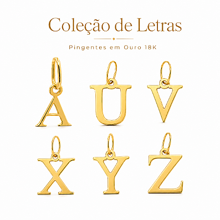 Pingente Letra Inicial em Ouro 18K 6,5 mm