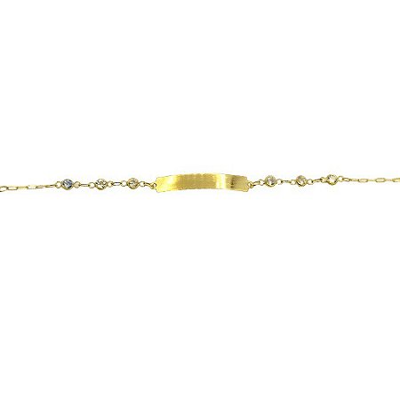 Pulseira em Ouro 18K Chapinha com Zircônia