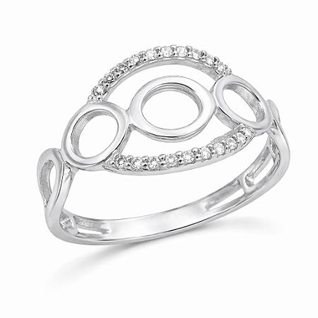 Anel em Ouro Branco 18K Círculos Vazados com Diamantes