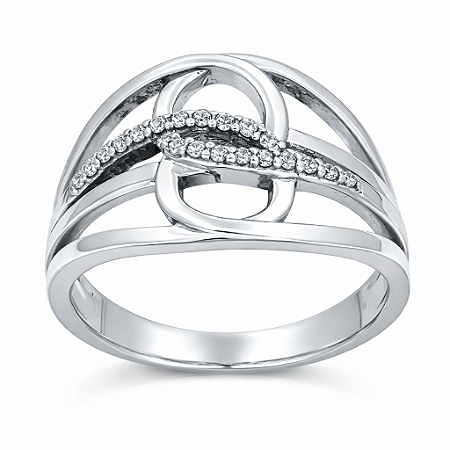 Anel em Ouro Branco 18K com 0.16 k de Diamantes