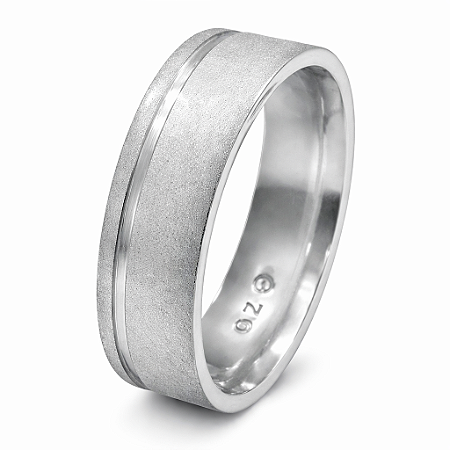 Aliança em Prata 925 Fosco Diamantado