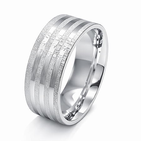 Aliança em prata 925 com Frisos Diamantados