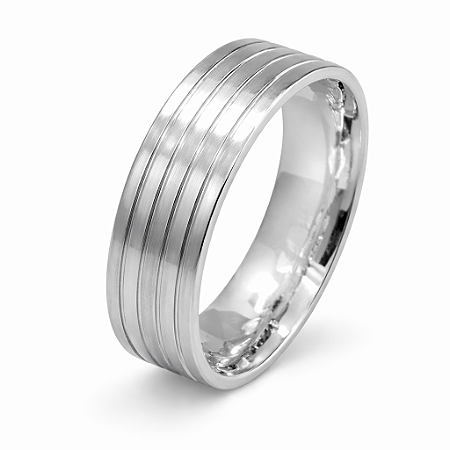 Aliança em Prata 925 com Frisos