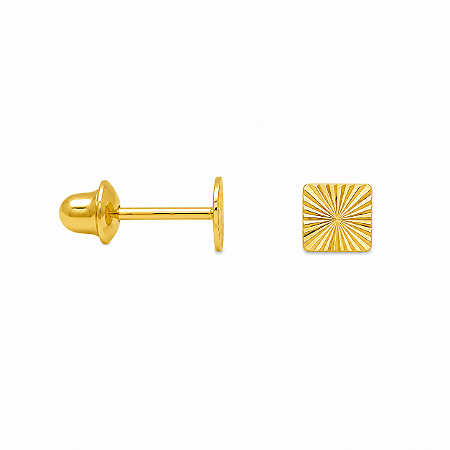 Brinco em Ouro 18K Quadrado Infantil