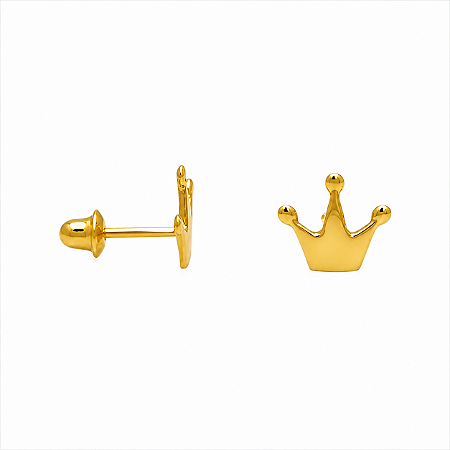 Brinco em Ouro 18K Coroa Medio Infantil