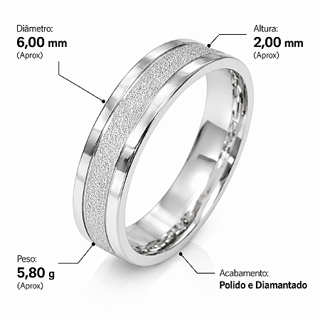 Aliança em prata 925 Diamantada