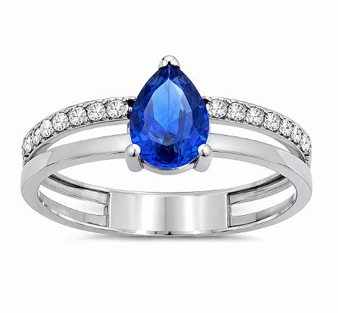 Anel em Ouro Branco 18K Gota com Zirconia