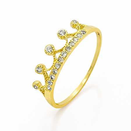 Anel em ouro 18K Coroa com Zircônia