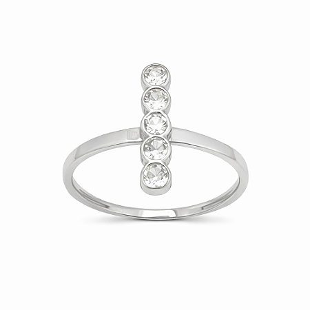 Anel em Ouro Branco 18K com Zirconia
