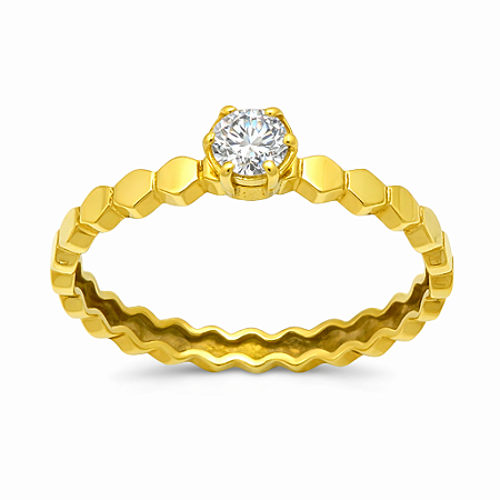 Anel em Ouro 18K Solitário com Diamante 0,20 ct