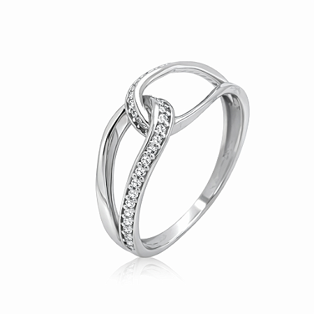 Anel em Ouro Branco 18k com Zirconia