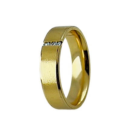 Aliança em Ouro 18K 5,00 mm Com 3 Diamantes 0,06 Cts