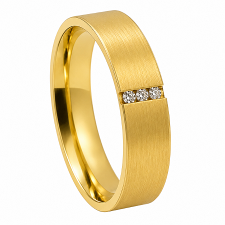 Aliança em Ouro 18K 5,00 mm com 3 Diamantes 0,06 Cts