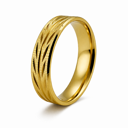 Aliança em Ouro 18K 5,00 mm Fosco Diamantado
