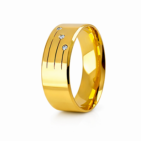 Aliança em Ouro 18k 8,00 mm com 0,045 Cts de Diamante
