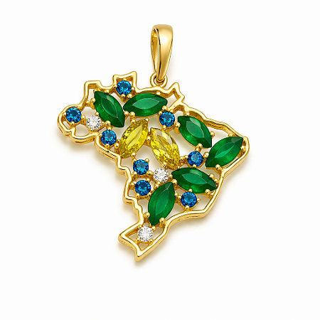 Pingente em Ouro 18k Mapa do Brasil