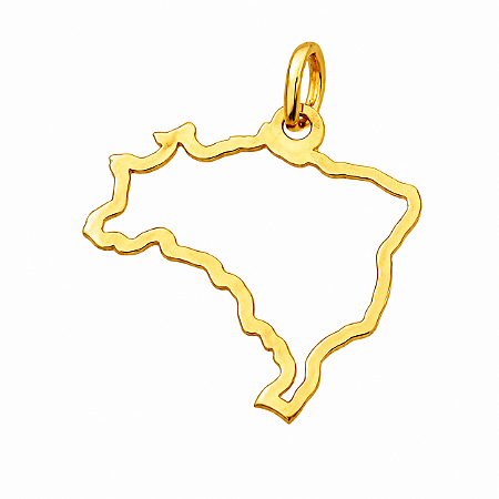 Pingente em Ouro 18k Mapa do Brasil Vazado