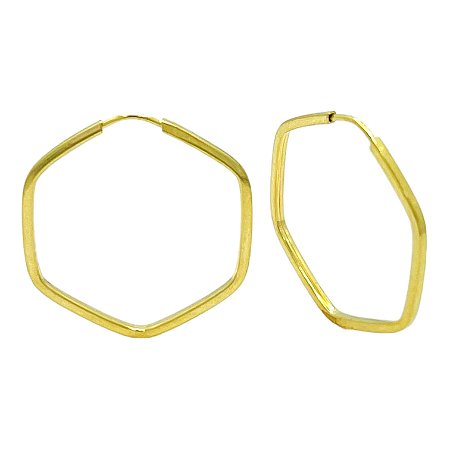 Argola em Ouro 18K Sextavado