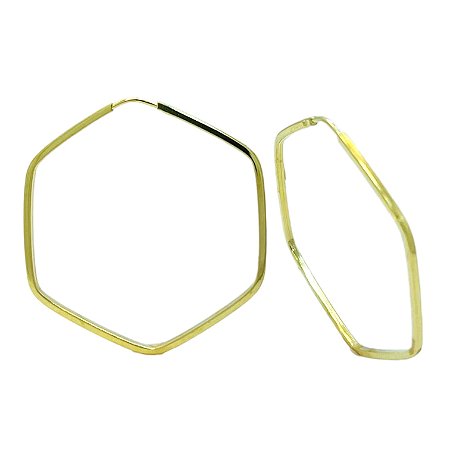 Argola em Ouro 18K Sextavado