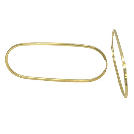 Brinco de Argola Oval Alongada em Ouro 18K