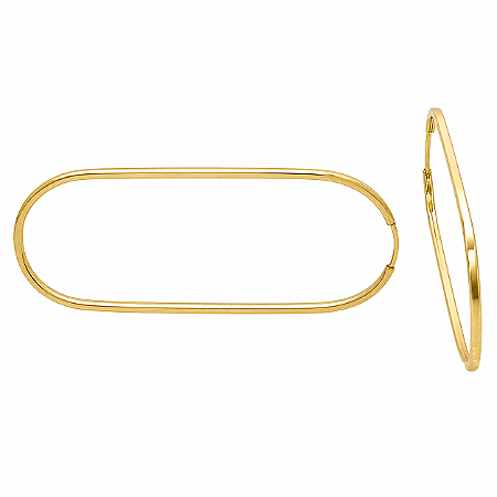Argola em Ouro 18K Oval Alongada
