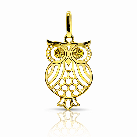 Pingente em Ouro 18k Coruja Vazado