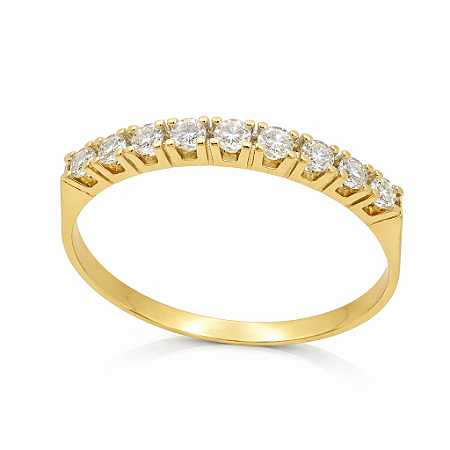 Anel em Ouro 18K Com 9 Diamantes