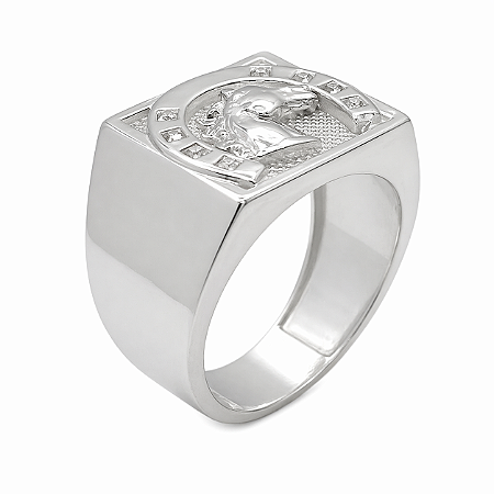 Anel em Prata 925 cavalo com Zirconias.