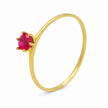 Anel em Ouro 18K Calice Vermelho