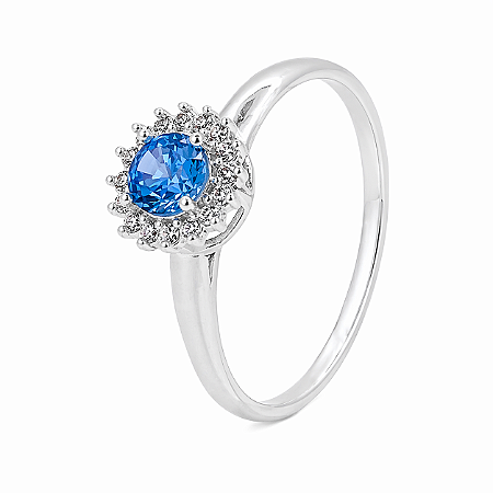 Anel em Prata 925 com Zircônia Azul