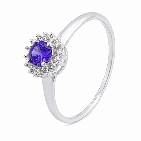 Anel em Prata 925 com Zircônia Lilas