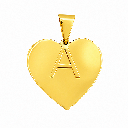Pingente em Ouro 18K Coração com Letra 25,00 mm