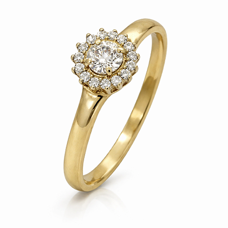 Anel em Ouro 18k Chuveiro com Diamantes
