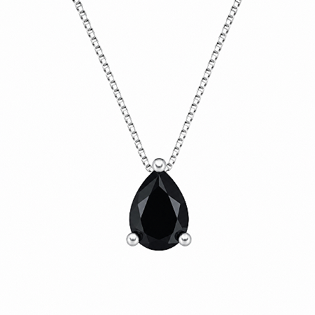 Gargantilha em Prata 925 Ponto de Luz Gota Negra
