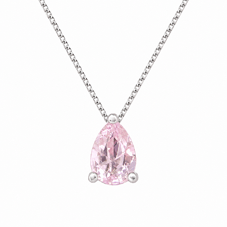 Gargantilha em Prata 925 Ponto de Luz Gota Rosa