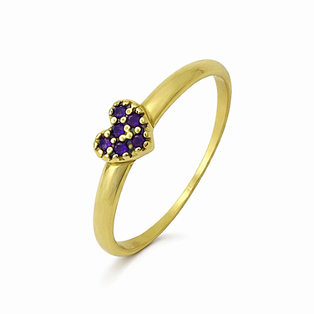 Anel em Ouro 18K com Zircônia Lilas