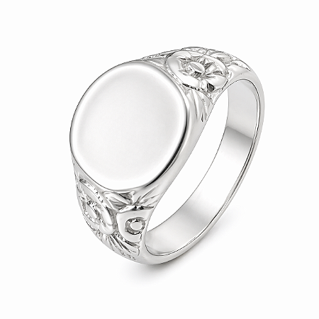Anel em Prata 925 Oval com Flores
