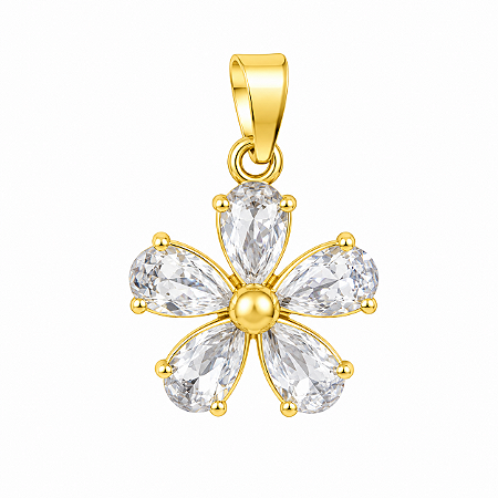 Pingente em Ouro 18k Flor de Zirconia