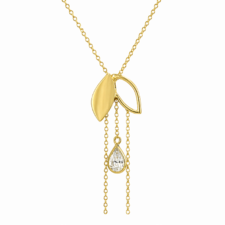 Gargantilha em Ouro 18k Folha com Gota