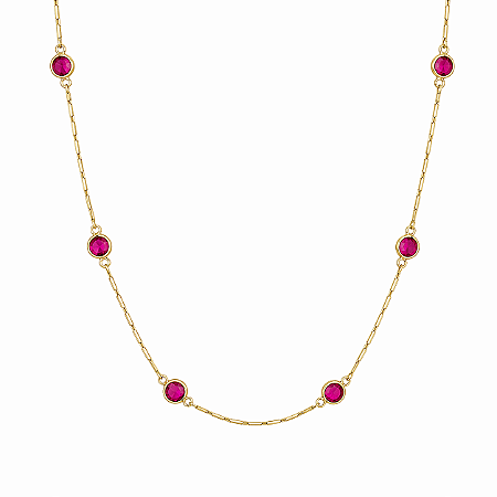 Gargantilha em Ouro 18K com Zircônias Vermelhas