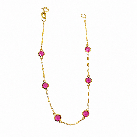Pulseira em Ouro 18K de Zirconia Rosa