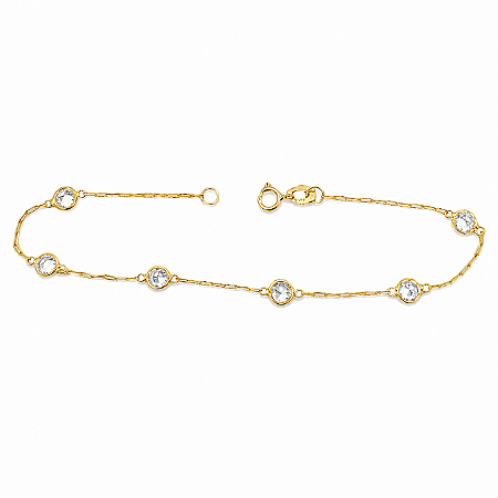 Pulseira em Ouro 18K de Zirconia Branca