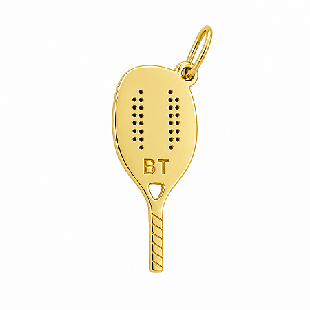 Pingente em Ouro 18k Raquete Beach Tenis Personalizada com Nome
